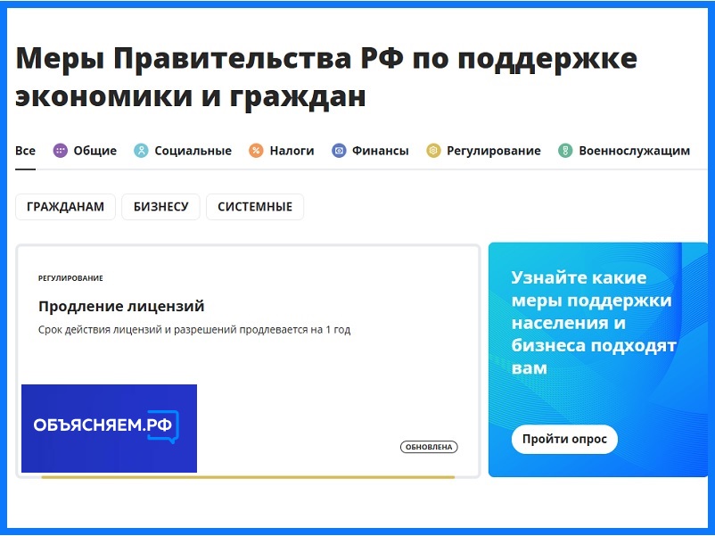 Меры Правительства РФ по поддержке экономики и граждан.