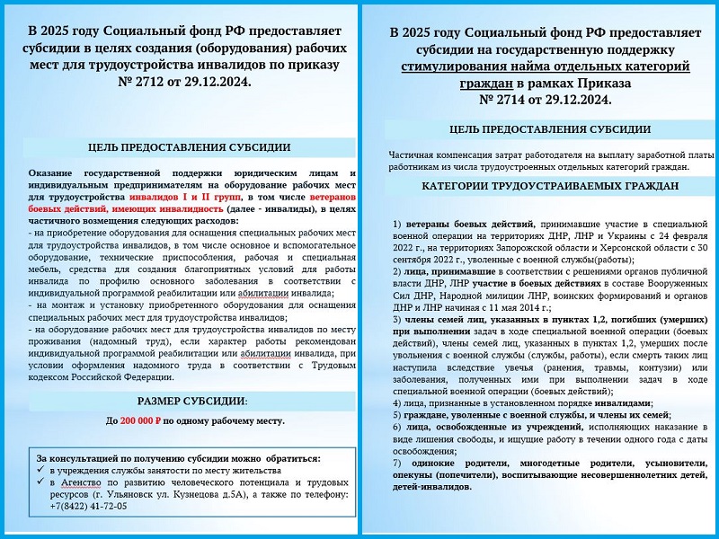 Уважаемые жители МО "Новомайнское городское поселение" Мелекесского района Ульяновской области. В 2025 году Социальный фонд РФ предоставляет субсидии, подробнее в буклетах:.