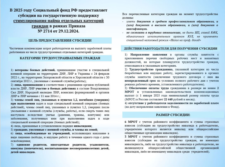 Уважаемые жители МО "Новомайнское городское поселение" Мелекесского района Ульяновской области. В 2025 году Социальный фонд РФ предоставляет субсидии, подробнее в буклетах:.